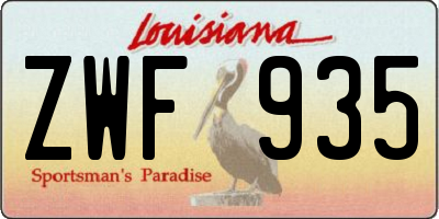 LA license plate ZWF935