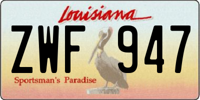 LA license plate ZWF947