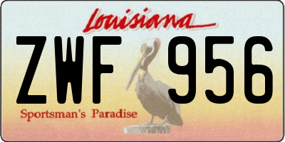 LA license plate ZWF956