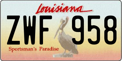 LA license plate ZWF958