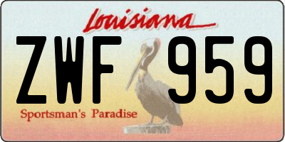 LA license plate ZWF959