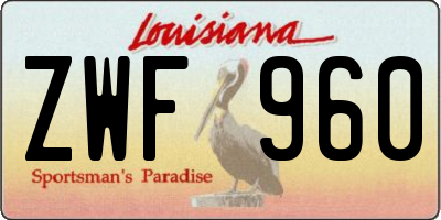 LA license plate ZWF960
