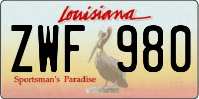 LA license plate ZWF980