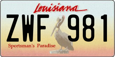 LA license plate ZWF981