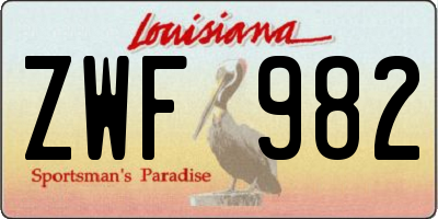 LA license plate ZWF982