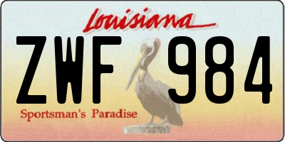 LA license plate ZWF984