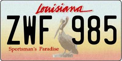 LA license plate ZWF985