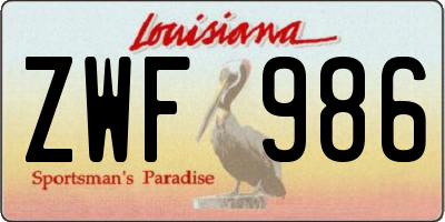 LA license plate ZWF986