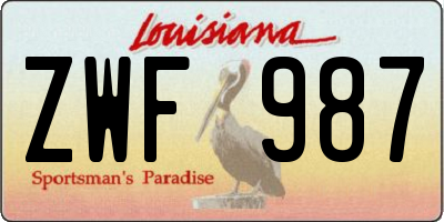 LA license plate ZWF987