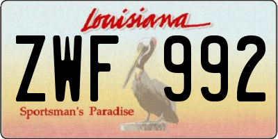 LA license plate ZWF992
