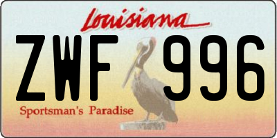 LA license plate ZWF996