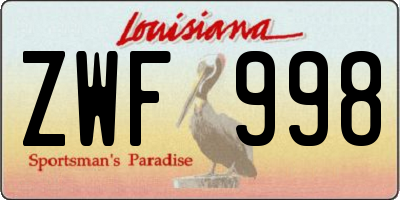 LA license plate ZWF998