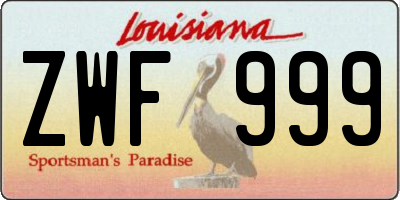 LA license plate ZWF999