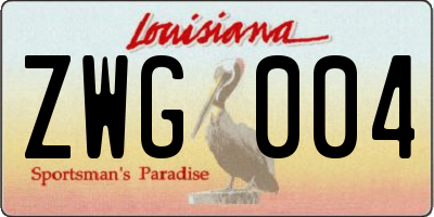 LA license plate ZWG004