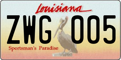 LA license plate ZWG005