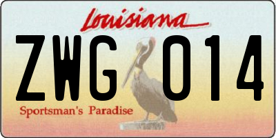 LA license plate ZWG014