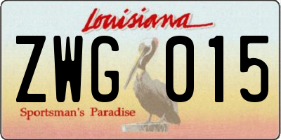 LA license plate ZWG015