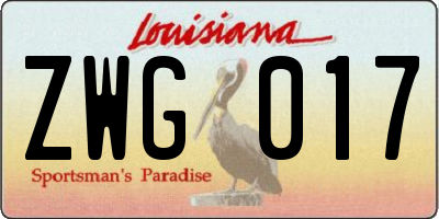 LA license plate ZWG017