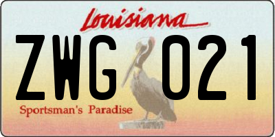 LA license plate ZWG021