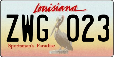 LA license plate ZWG023