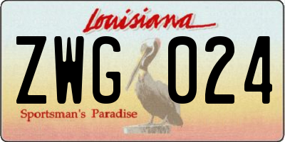 LA license plate ZWG024