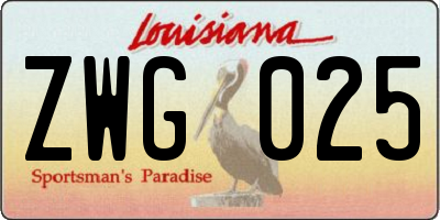 LA license plate ZWG025