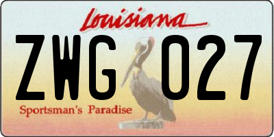 LA license plate ZWG027