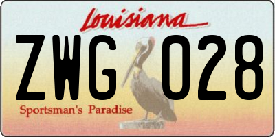 LA license plate ZWG028