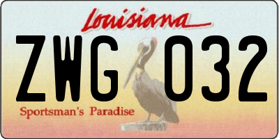 LA license plate ZWG032