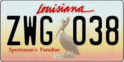 LA license plate ZWG038