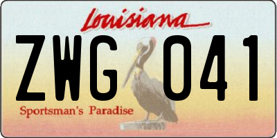 LA license plate ZWG041