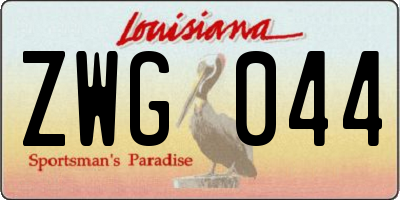 LA license plate ZWG044