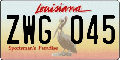 LA license plate ZWG045