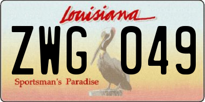 LA license plate ZWG049