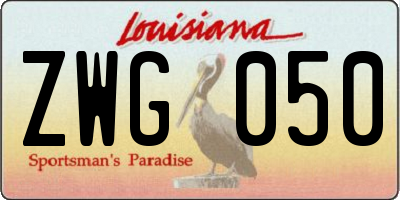 LA license plate ZWG050