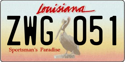 LA license plate ZWG051