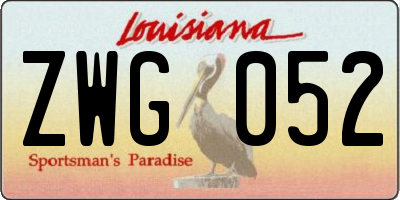 LA license plate ZWG052