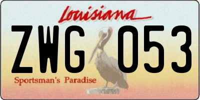 LA license plate ZWG053