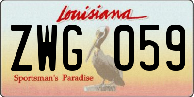 LA license plate ZWG059