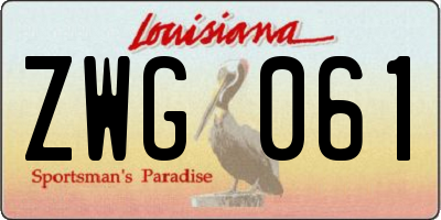 LA license plate ZWG061