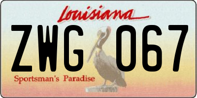 LA license plate ZWG067