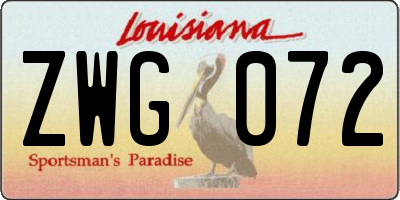 LA license plate ZWG072