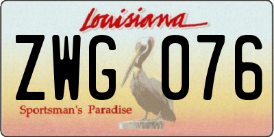 LA license plate ZWG076