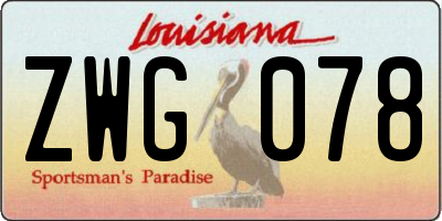 LA license plate ZWG078