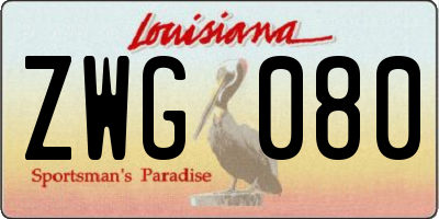 LA license plate ZWG080