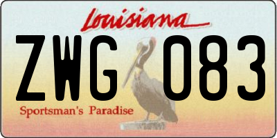 LA license plate ZWG083