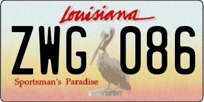 LA license plate ZWG086