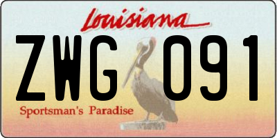 LA license plate ZWG091