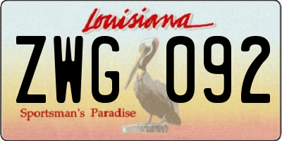 LA license plate ZWG092