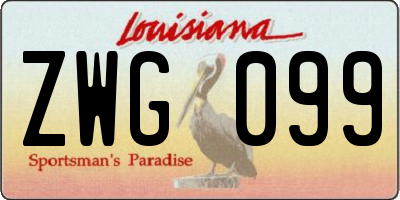 LA license plate ZWG099